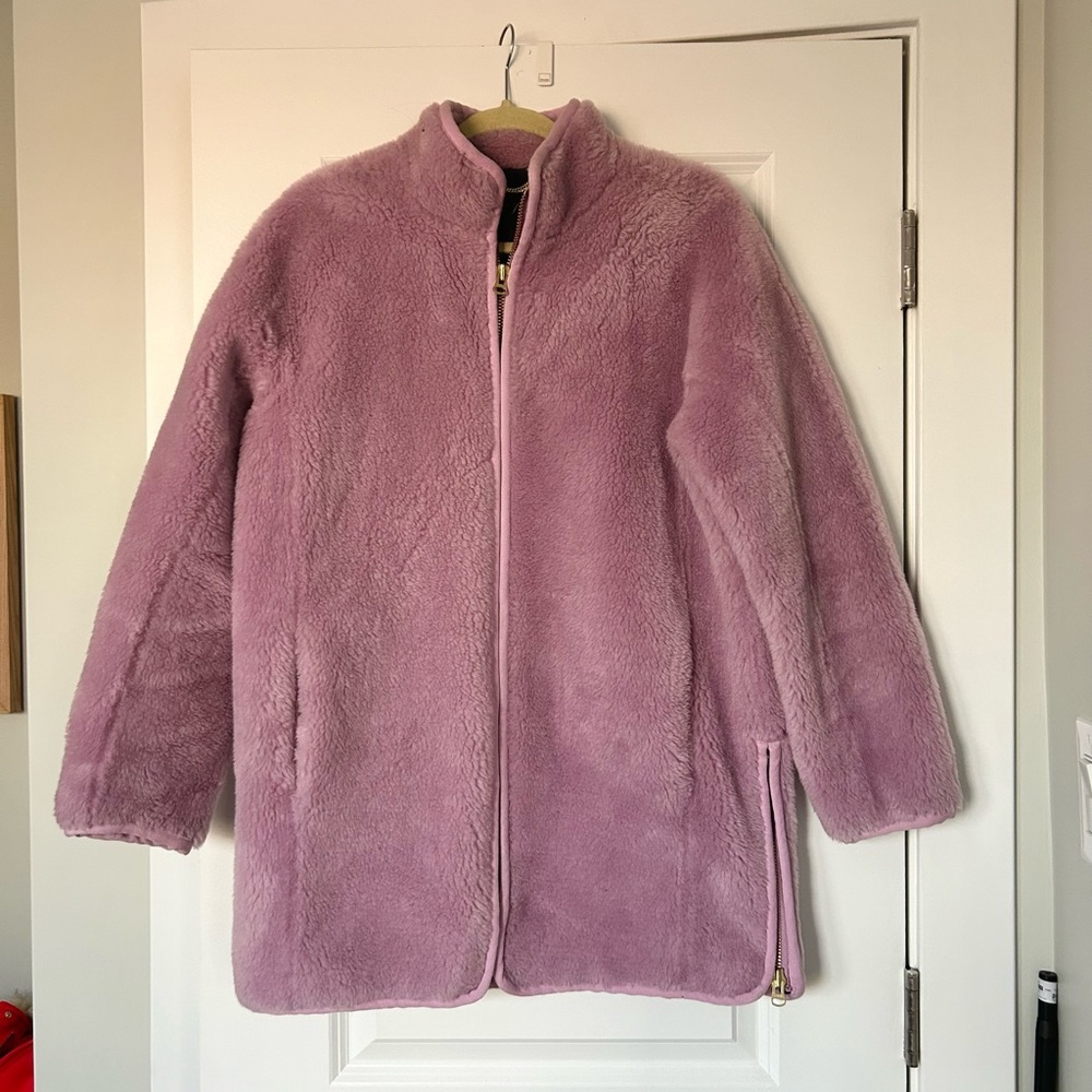 J Crew Teddy Jacket Size S, Mid Length, Lilac Purple